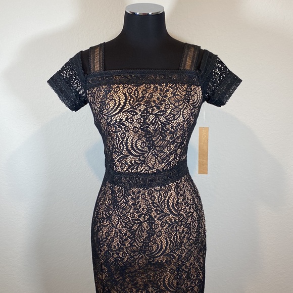 Rachel Rachel Roy Cold Shoulder Floral Lace Midi Dress In Black Size 0 Brand NEW - Picture 5 of 8